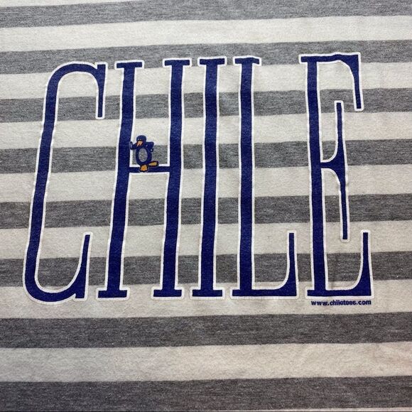 Chile Tees Gray White Striped Short  Sleeve Tee Size Large - Picture 6 of 10